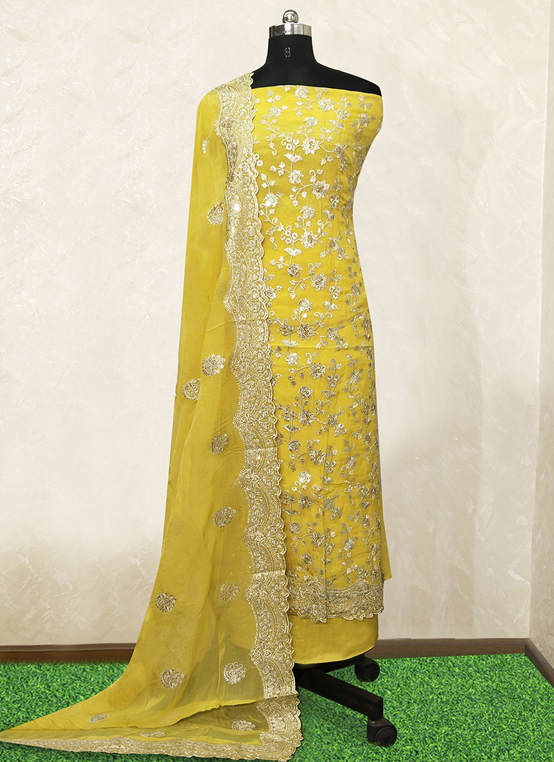 Silk Wholesale Punjabi Dress Materials 3 Pieces Catalog Catalog